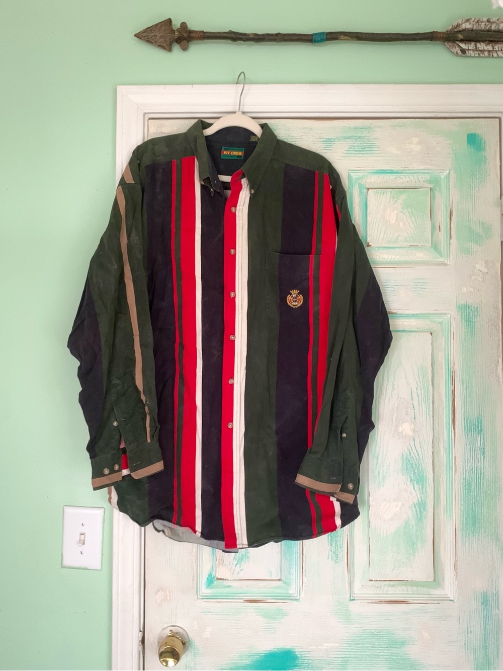 Vintage 90’s/2000’s Ivy Crew Striped Button Down Shirt XXL